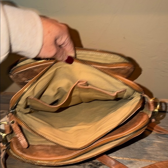 Genuine Leather Crossbody Bag - Tan - Picture 5 of 7